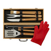 bbq set with glove and skewers, personalized barbecue set, grilling tools custom